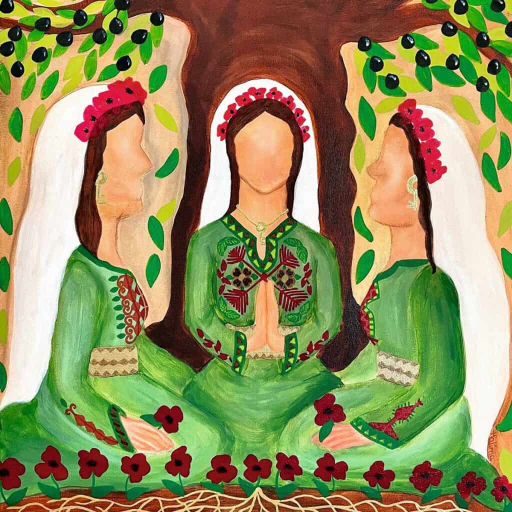 Praying Palestinian Women - Bild der Künstlerin Halima Aziz für den Weltgebettag der Frauen